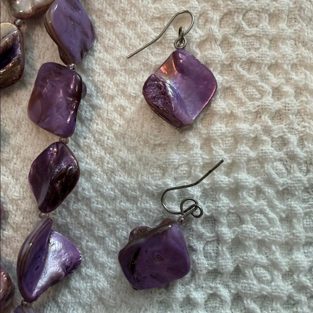 Purple & Silver Jewelry Set | Elegant Necklace & Matching Earrings ✨